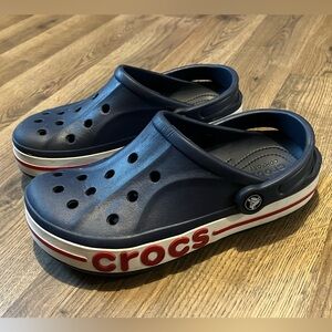 CROCS Navy and Red Clogs